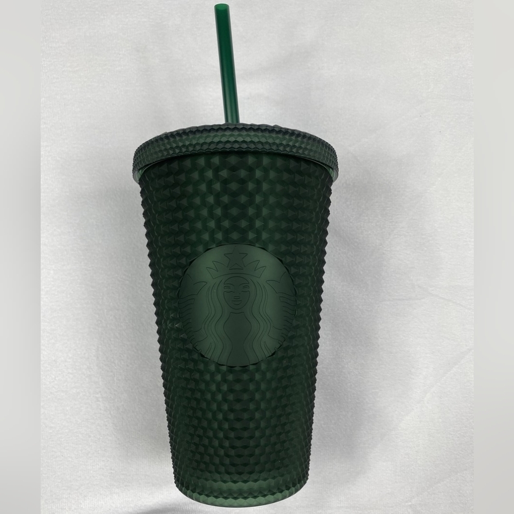 2022 Starbucks Matte Dark Green Soft Touch Studded 16oz Tumbler Cold Cup
